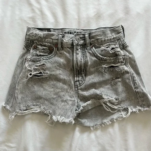 American Eagle Outfitters Ripped Gray Jean Shorts - Picture 1 of 5